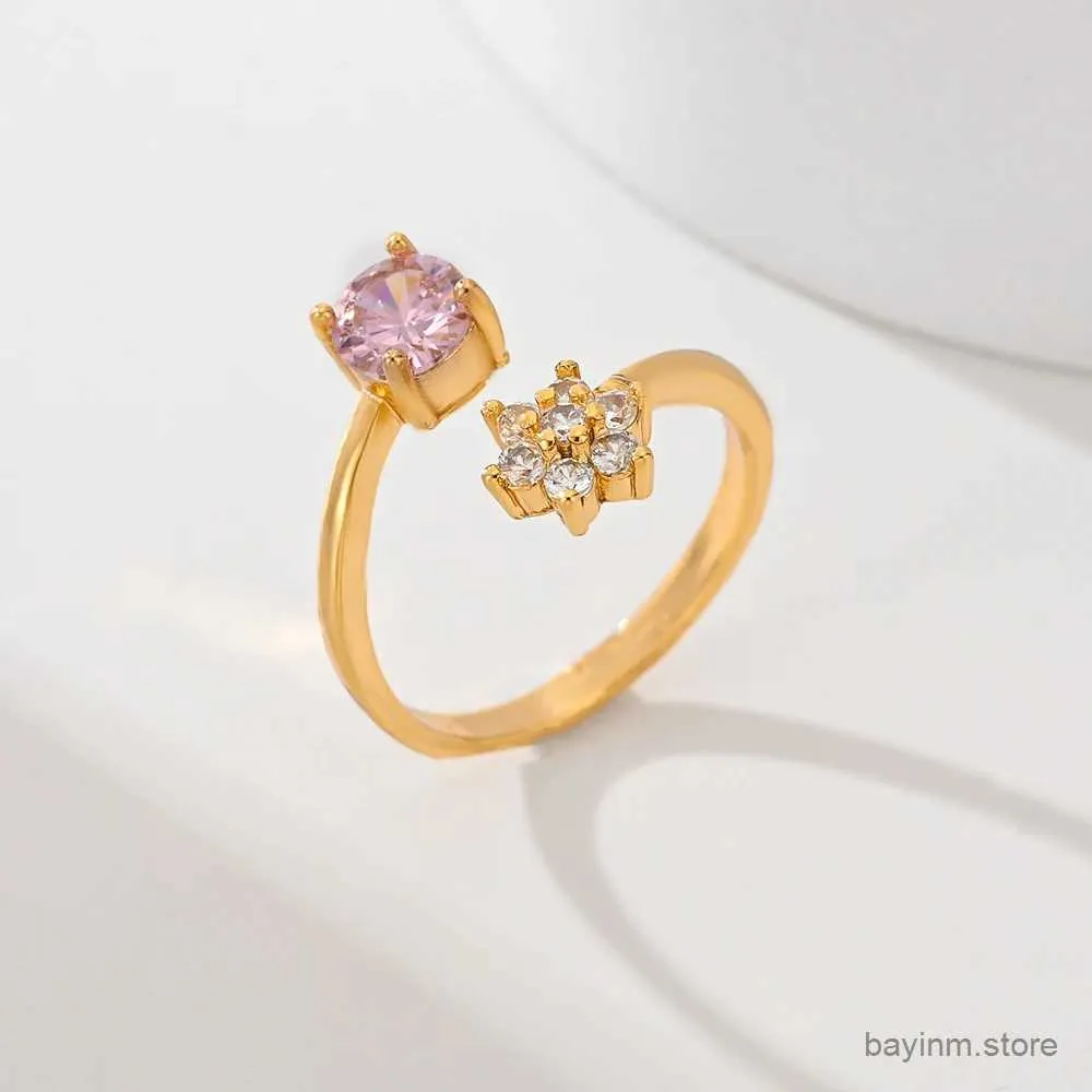 Wedding Rings New Fashionable and Exquisite Gold Ring Jewelry Ring Opening Ring Zircon Wedding Jewelry Light Luxury Jewelry