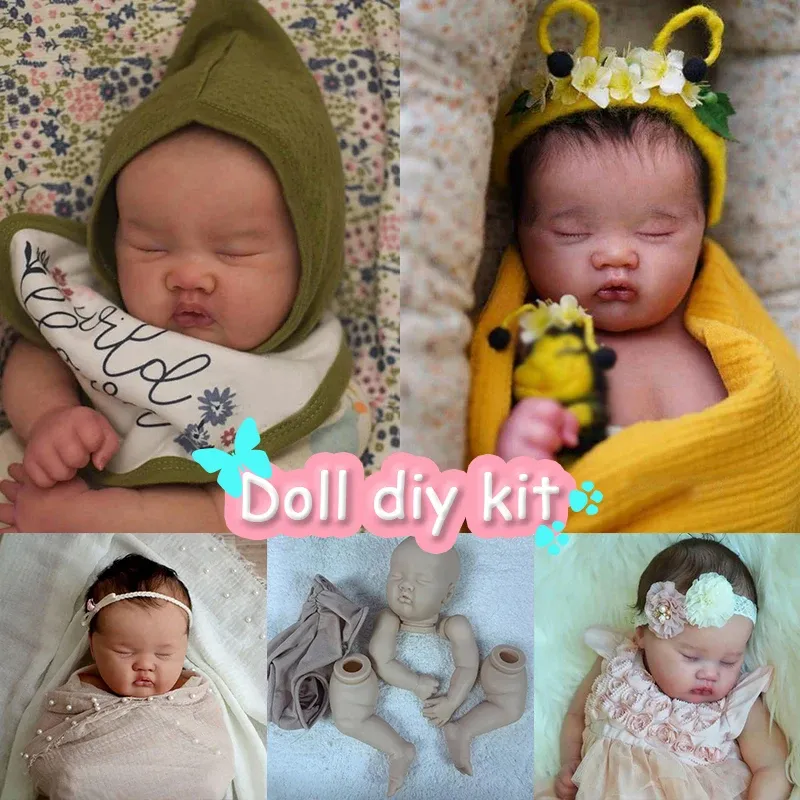 Lalki 20 cali Reborn Doll Kit Ashia noworodka śpiące dziecko referze się miękkie niedokończone niepomalowane części lalki ręcznie robione zabawki lalki