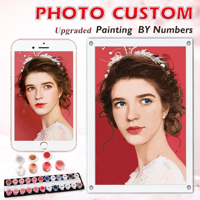 Frames peinture par nombres dropshipping personnalité photo personnalisée Dessin d'image de bricolage Coloriage par nombre acrylique chat adulte no frame