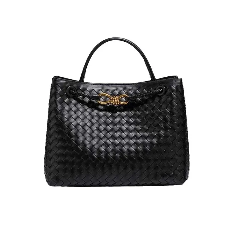 Axelväskor Andiamo Bag Tygväska Designer Weave Bow Buckle Purses Designer Bag Women Stor shoppingväska axel crossbody väska handväska