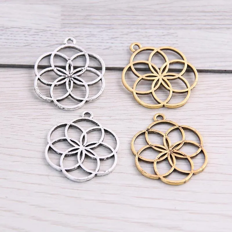 Charms SWEET BELL 20PCS 25 30mm Metal Alloy Two Color Flower Pendants For Jewelry Making DIY Handmade Craft