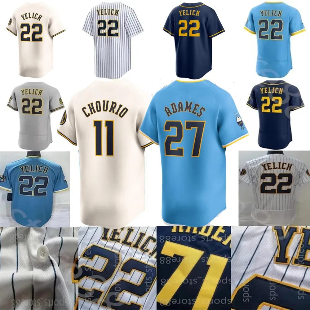 Custom S-4XL 11 Jackson Chourio Christian 22 Yelich 10 Sal Frelick Jersey Willy Adames Luis urias Contreras Rowdy Corbin Burnes Mitchell Perkins Brice Turang