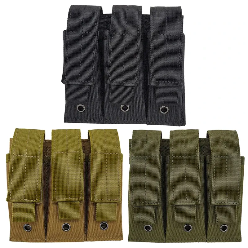 Сумки Molle Tactical Triple Pistol Mag Mouct Outdoor Opentop Одинокий двойной 9 -миллиметровый мешочек для журнала для Glock M1911 92F CZ75