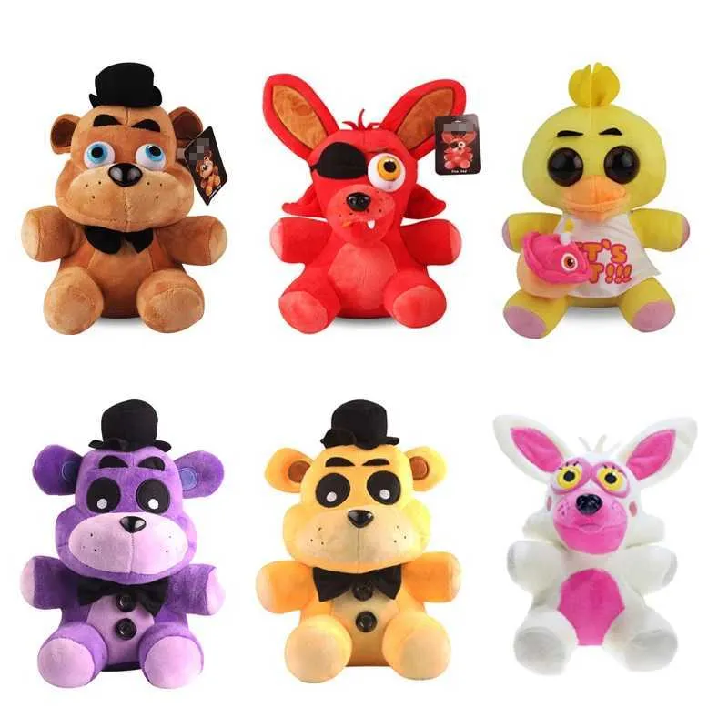 Peluş bebek 6 tarzı 18cm fnaf peluş oyuncaklar freddy ayı bonnie chica bebek balora foxy peluş doldurulmuş oyuncaklar hediyeler T240422