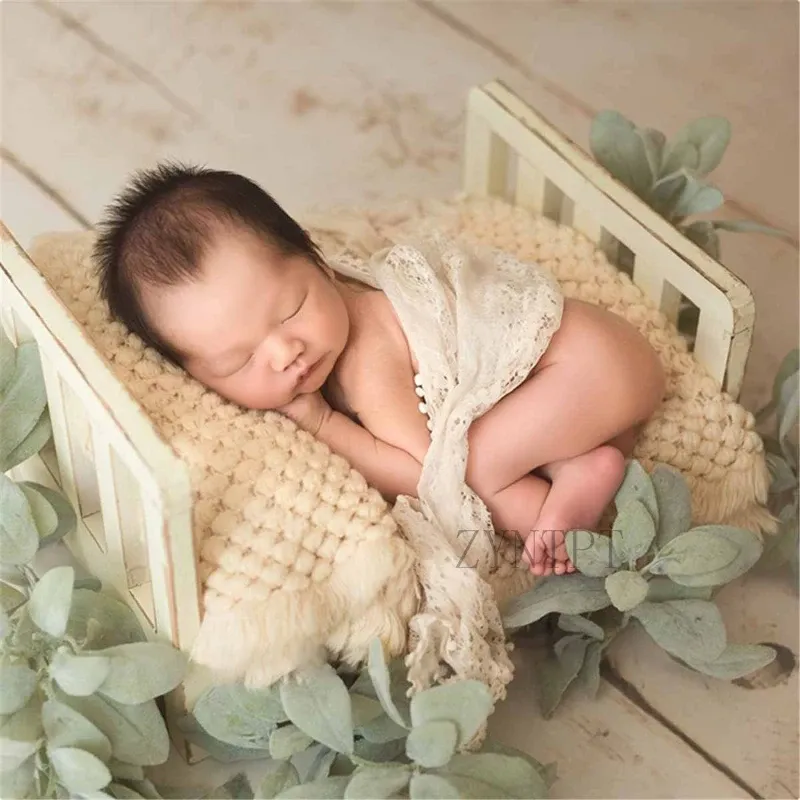 Accessoires posant un lit de bois pour la photographie nouveau-née accessoires photo flockati shoot studio accessoires bébé fotografia photoshoot paniers en laine