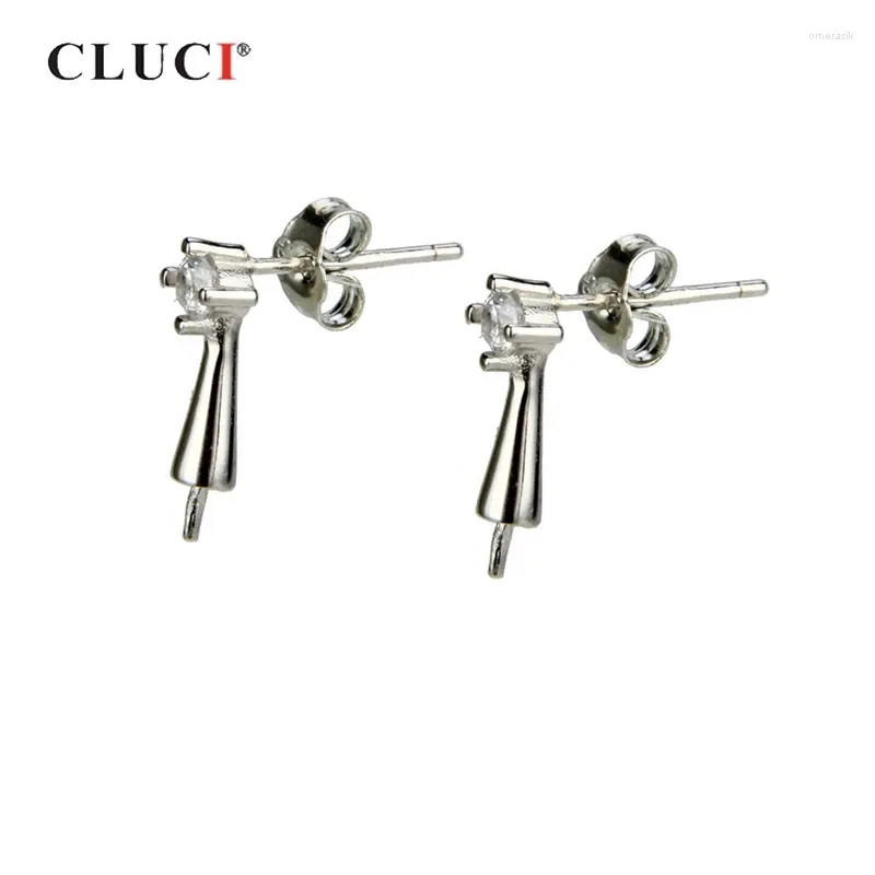 Boucles d'oreilles en peluche Cluci 925 Sterling Silver Drop Fine Bijoux Simple Pearl Mounting for Women SE025SB