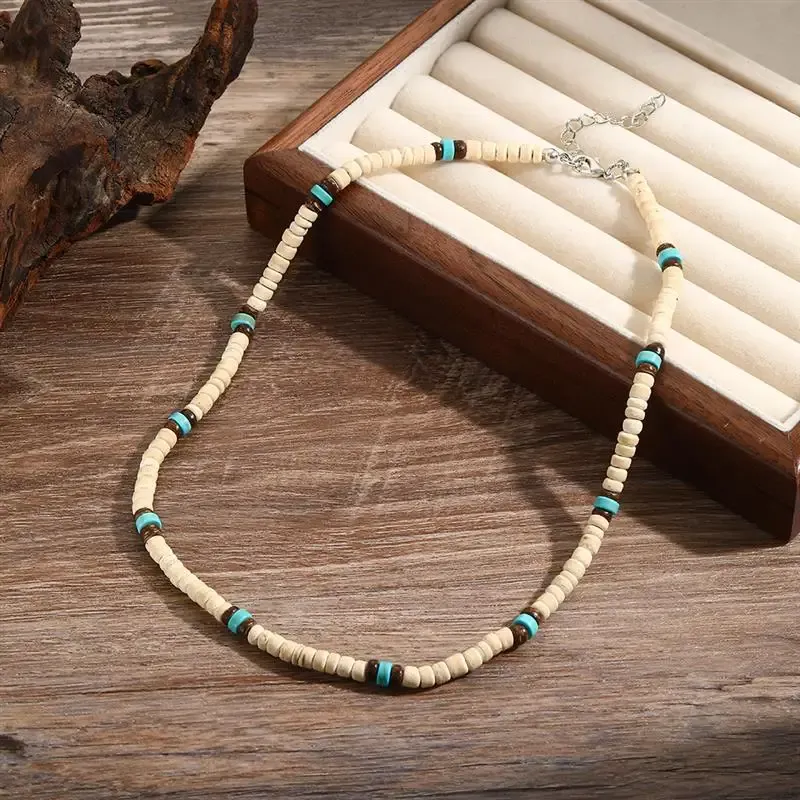 Necklaces Vintage Wood Bead Chains Necklaces For Women Men Mixed Color Luxury Holiday Choker Necklace Jewelry Wedding Gift Wholesale