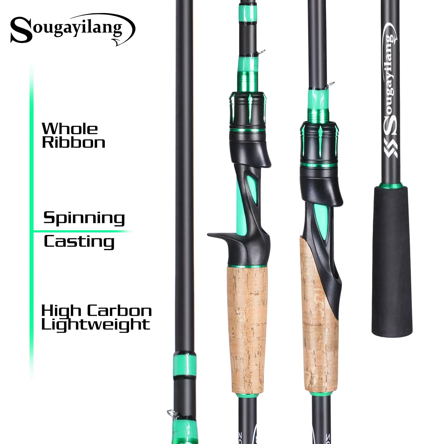 Accessories Sougayilang Spinning Casting Fishing Rod 1.8/2.1m Rod 4 Sections Carbon Body Rod Cork and Eva Handle Abs Reel Seat Fishing Rod