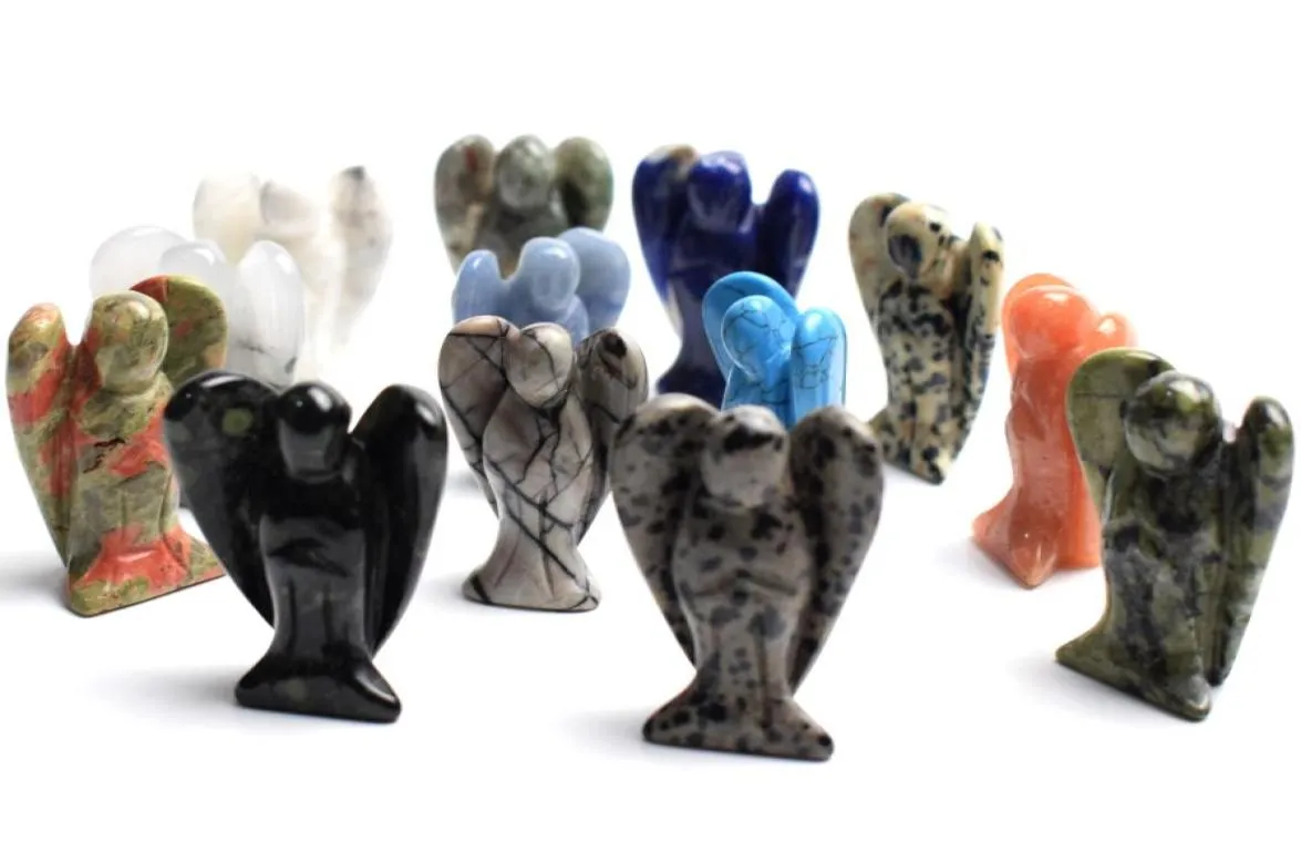 15 pouces de chakra naturel Stone sculptée Crystal Reiki guérison Guardian Angel Wing Figurine 1PCS5464183