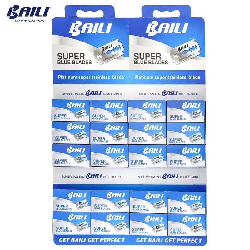 Shavers BAILI 200 Pcs/Lot Super Blue Safety Razor Blades Double Edge Shaver Beard Hair Shaving Blades for Men Face Personal Care BP005