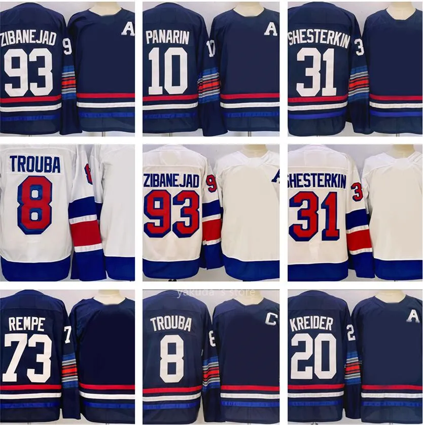 2024 Hokey Formaları Ev Dhgate Yakuda Dhgates 8 Trouba 10 Panarin 13 Lafreniere 20 Kreider 23 Fox 31 Shesterkn 73 Rempe 93 Zibanejad aşınma