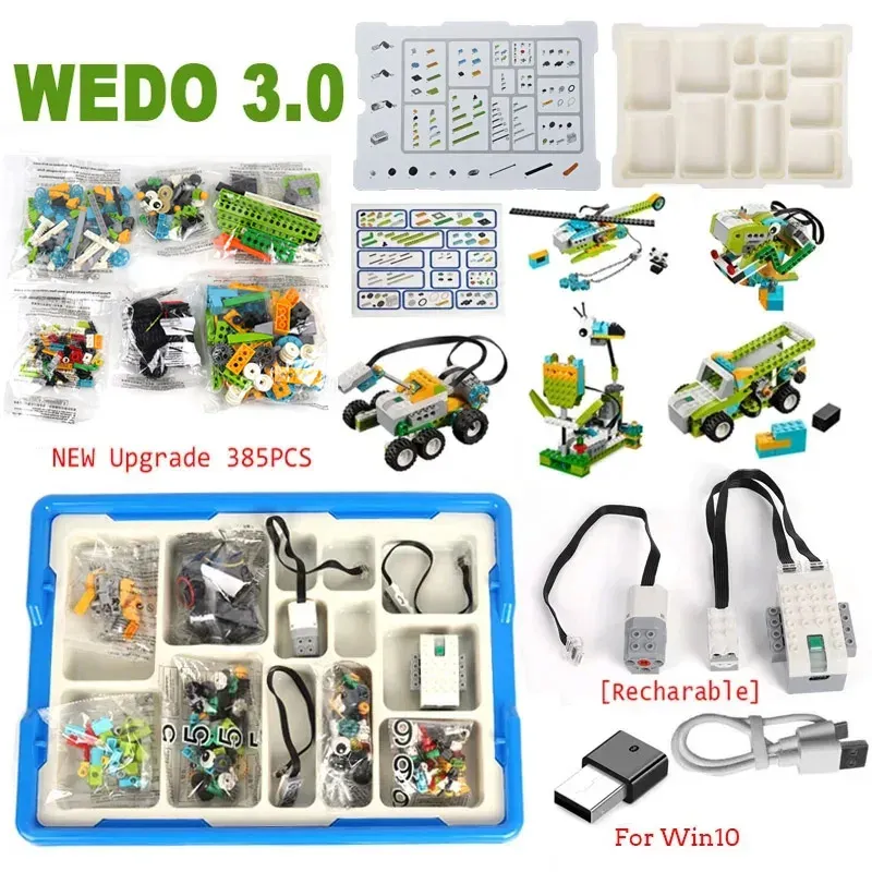 ブロック新しい385pcsブリックパーツWedo 3.0ロボット工事ビルディングブロックSTEM 2.0コアセット技術教育DIYおもちゃに適しています