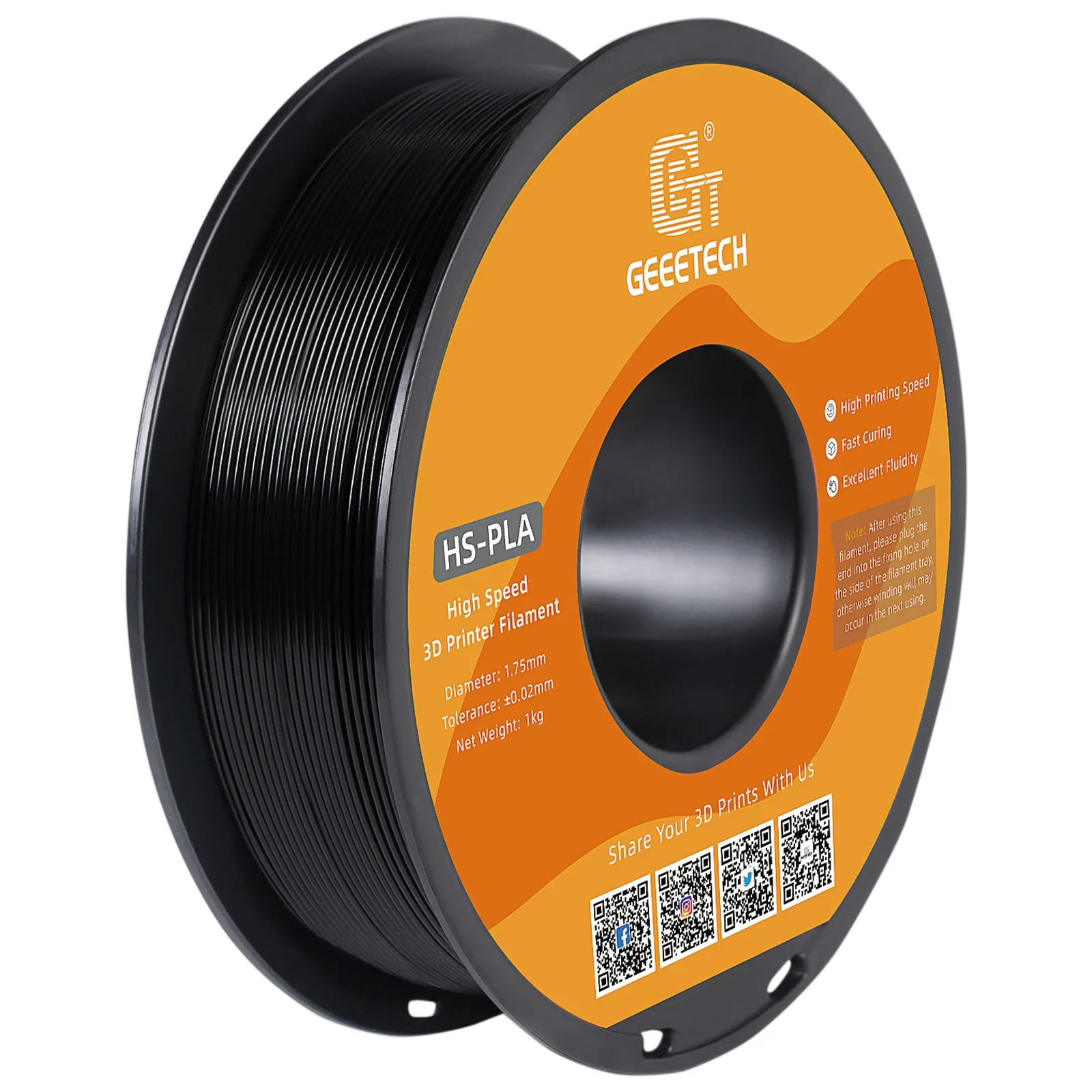 Drives Geeetech Highspeed PLA Filament 1,75 мм 1 кг 1 катушка, быстрое отверстие, лучшая ликвидность, высокоскоростная 3D -печатная филаска HSPLA