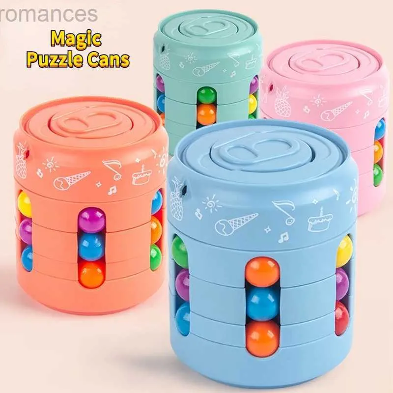 Toys di decompressione Nuovo 2 in 1 fagioli magici dito di dito giocattoli spinner che ruotano piccoli perle magiche cubo stress sollievo per bambini i giocattoli di decompressione D240425