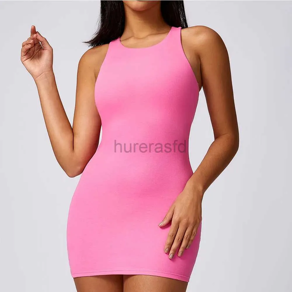 Active Sets Sexy Yoga Set Women Fitness Rompers Sexy One Piece Workout JumpSuits Short Skirt Sportswear Gym Push Up Bodysuits 240424