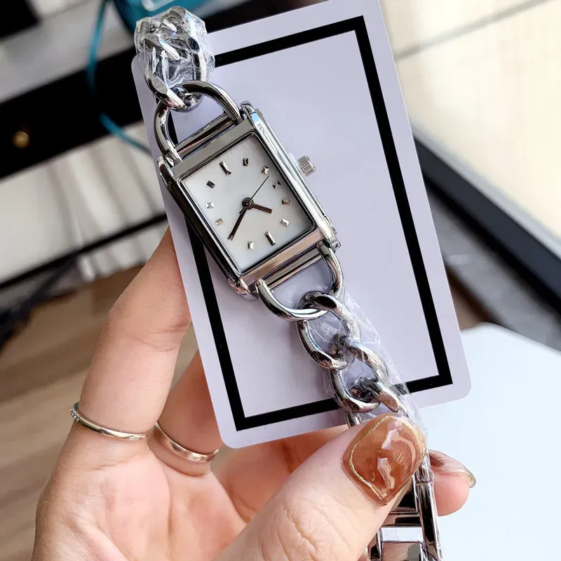 Роскошные Lady Watch Top Brand Designer 24 -мм прямоугольник Dial Женщины часы из нержавеющей стали бриллиантовые наручные часы для женской матери День святого Валентина Рождественский подарок