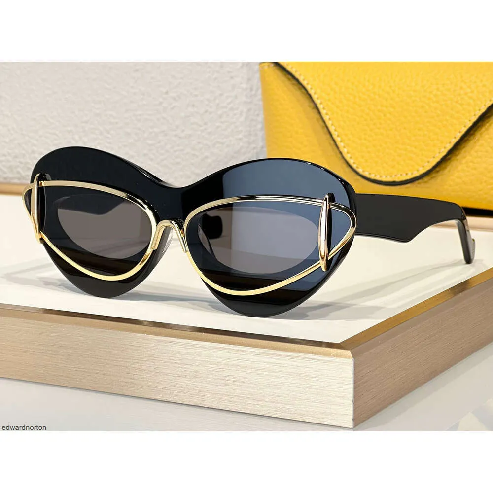 Créateur de mode 40119 Lunettes de soleil pour femmes acétate de métal à double cadre verres d'œil de chat été de la personnalité d'avant-garde style de qualité supérieure anti-ultraviolet avec étui