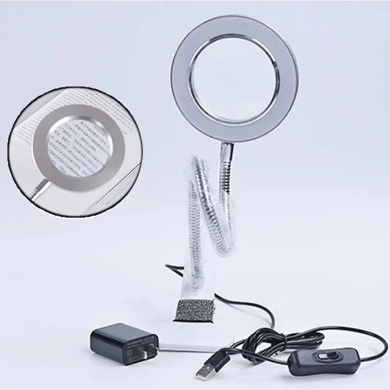 Accesories 8x Magnifier Tattoo Lamp med klämma USB Cold Light Led Eyebrow Makeup Eyelash Extension Illuminator Equipment for Beauty Salon