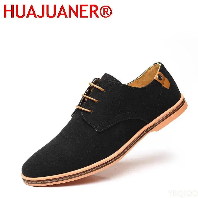 Spring Suede Leather Men Shoes Oxford Casual Shoes Classic Sneakers Comfortable Footwear Dress Shoes Large Size Flats 240420