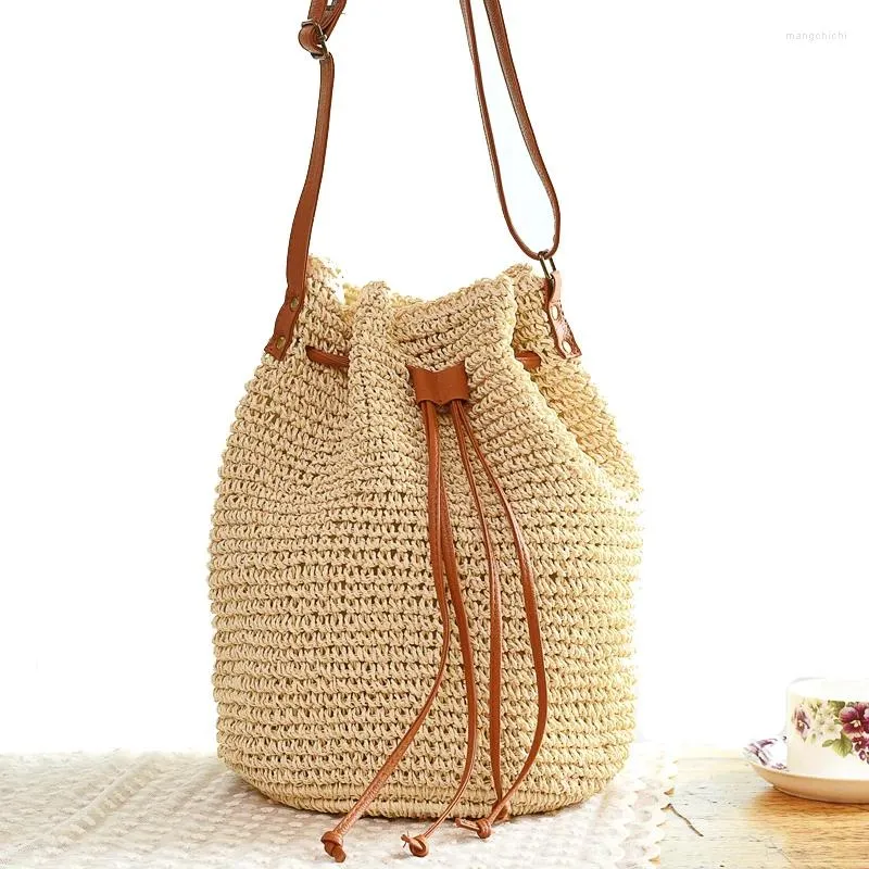 Totes casaul rattan dames schoudertassen rieten geweven grote capaciteit tote tassel crossbody tas zomers strand grote portemonnees reizen bali sac