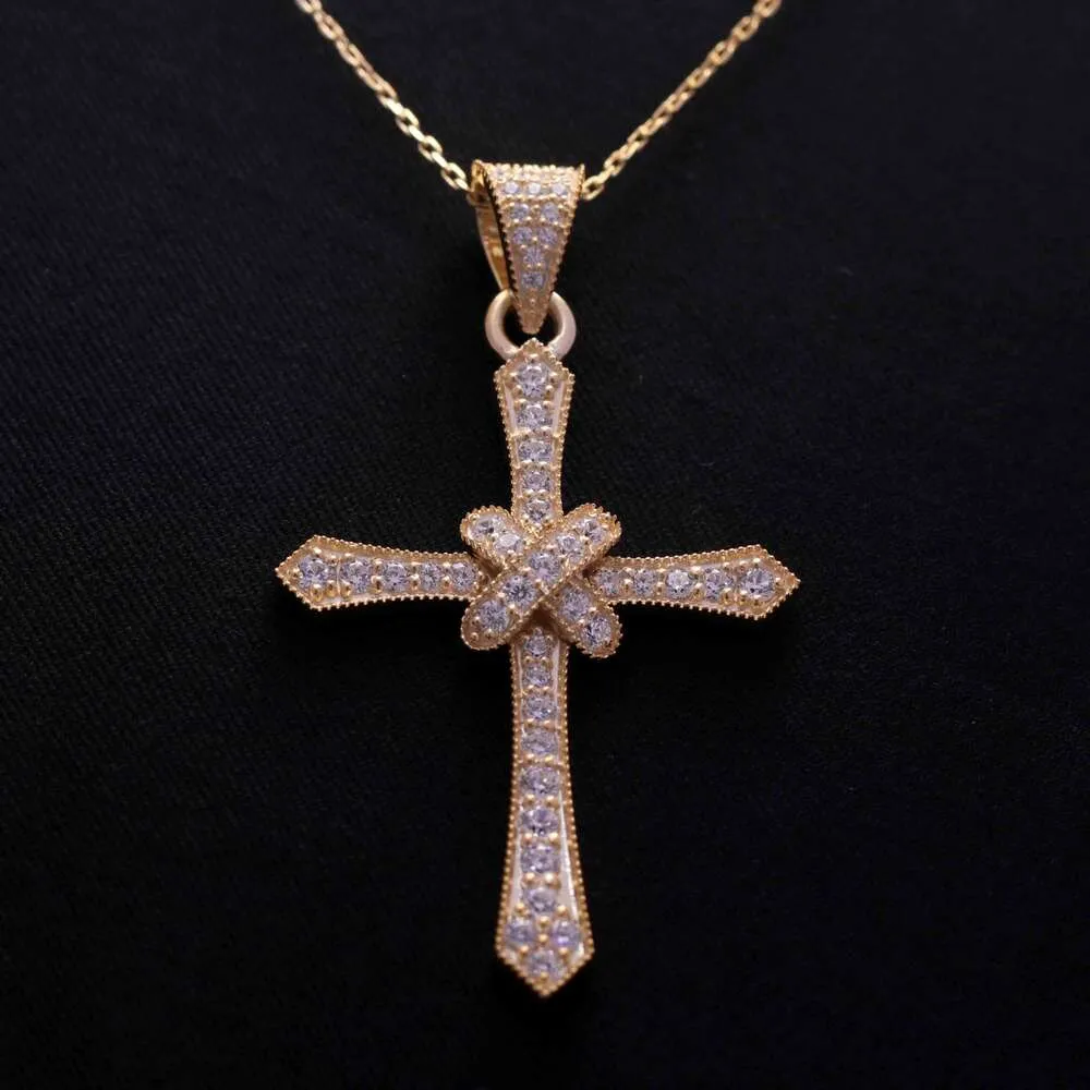 Kruis religieuze ronde diamanthanger voor unisex solide in 14kt gele roos wit gouden sieraden