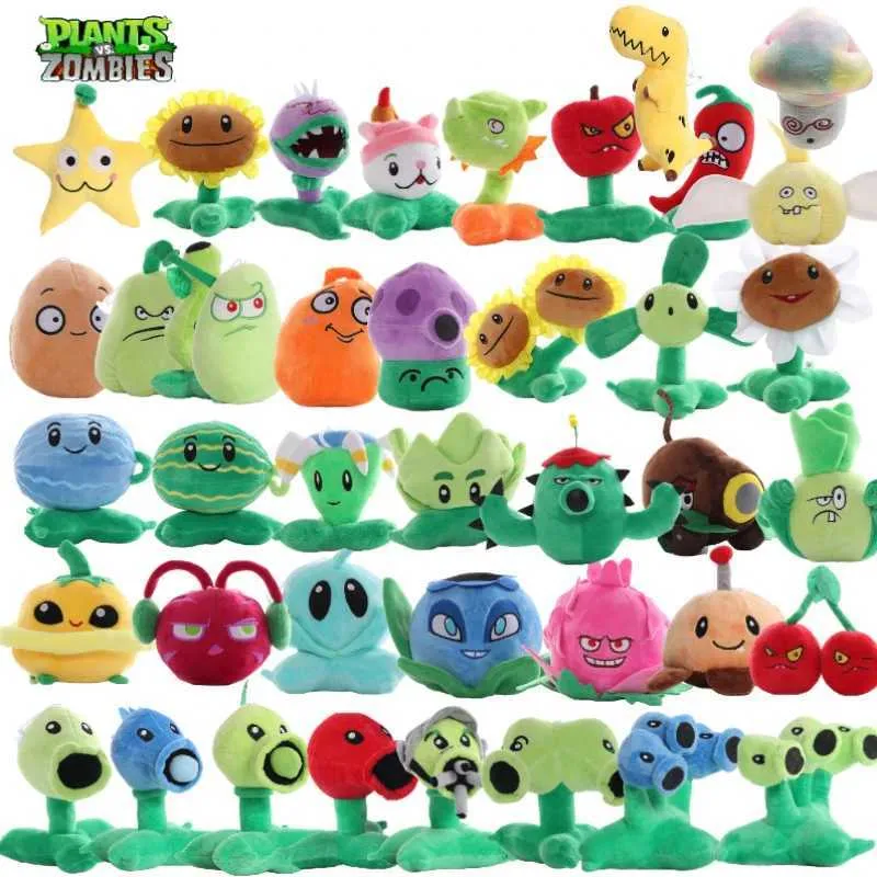 Bambole peluche nuove piante vs zombi 15-20 cm peluche giocattoli di cotone pp kawaii bambola bomba ciliegia bomba da parete cuscino da parete girasole per bambini decorazioni per bambini t240422