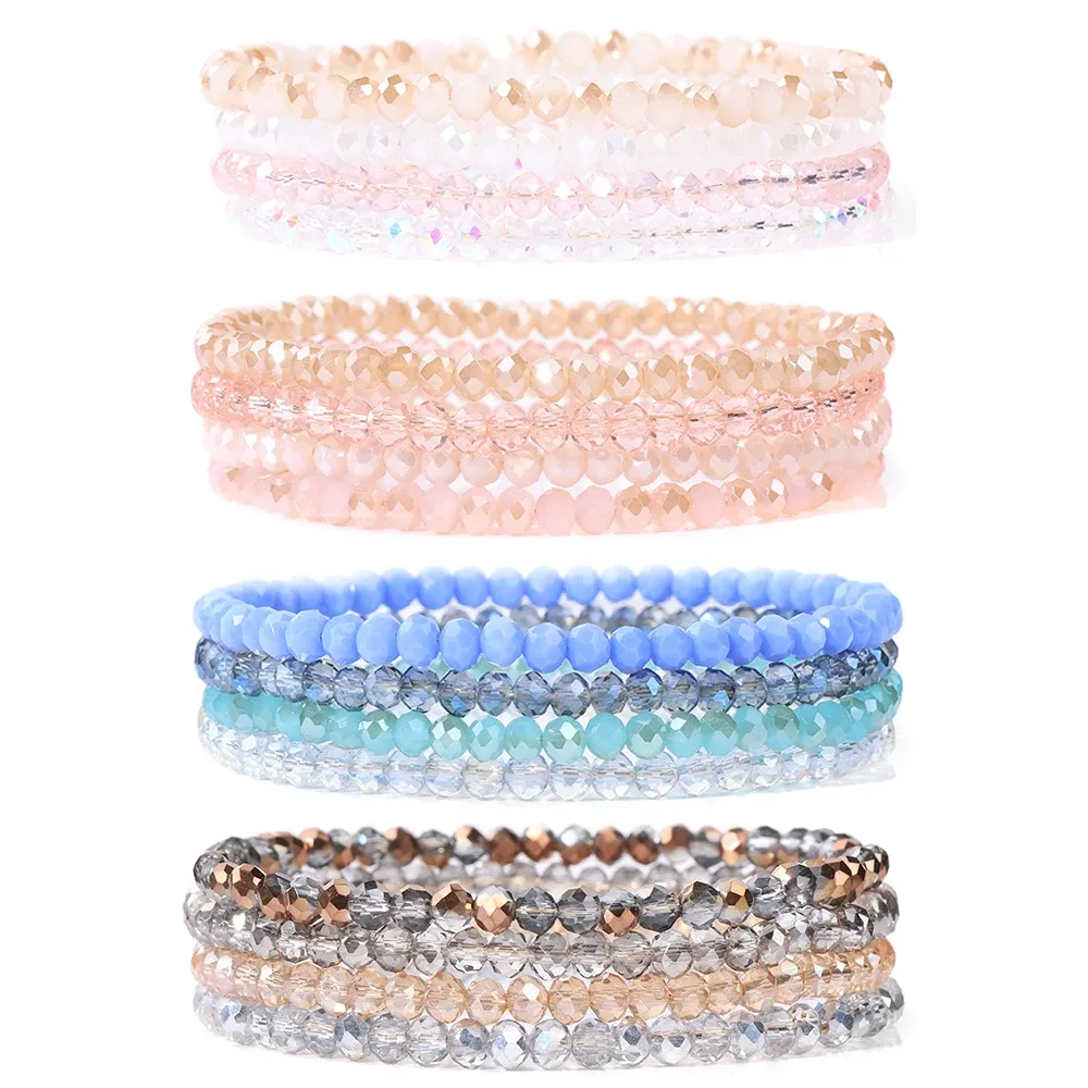 Bracelets en cristal bracele 4pcs / set pour femmes Bracelets de pierre naturels Bracelet