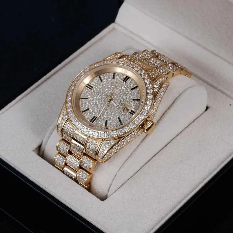 Zegarek moda kobiety luksusowe diamentowe zegarki stalowe bransoletka kwarcowy zegarek Rose Gold WomensWatch błyszcząca kryształowy relOJ Mujer 240423