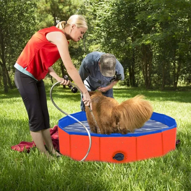 Foldbar husdjurskatt Cat Swimming Pool PVC Washing Pond Dog Tub Bed Big Liten Dog Swimming House Bed Summer Pool 240419