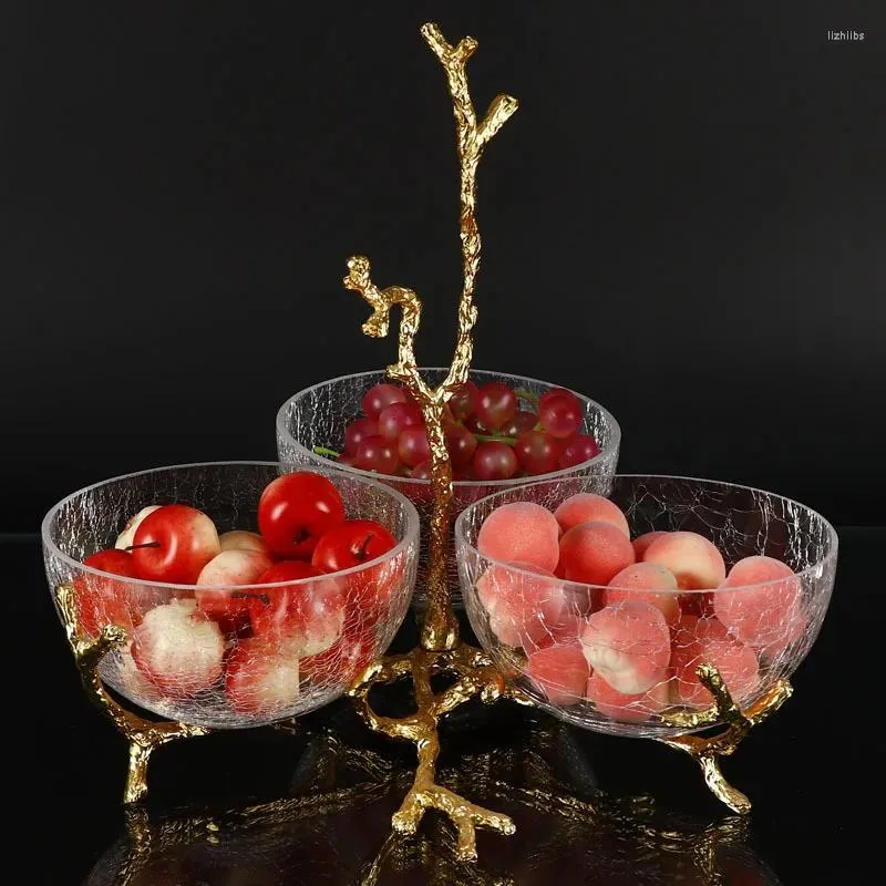 Plates Creative Fruit Platters Cutlery Metal Decorated Glass Party Service Candies Appetizer Trays Home Kitchen