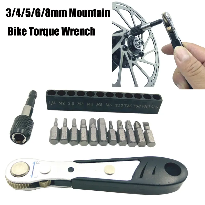 Werkzeuge 3/4/5/6/8mm Mountainbike Drehmomentschlüsselrad Ratchet Disc Schnellschlüssel Allen Key Bicycle Reparaturkit Ratschen für Fahrradwerkzeuge