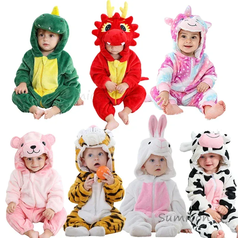 One-Pieces Baby Rompers Winter Kigurumi Lion Costume For Girls Boys Toddler Animal Jumpsuit Infant Clothes Pyjamas Kids Overalls ropa bebes