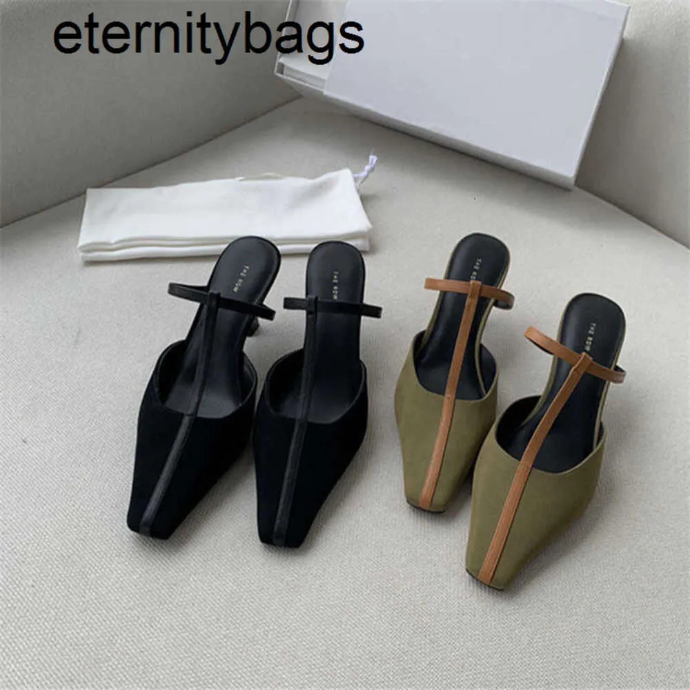 Die Reihe der Neuen der neuen Reihenhochabsatzstrap mit echtem Leder-Baotou-Sandalen bequem und vielseitig Müller und Sandalen für Frauen im Sommer