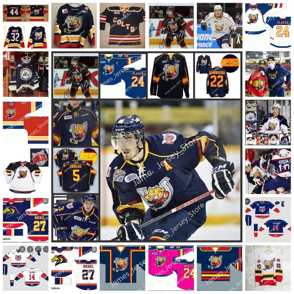 Kob 2022 Custom OHL Barrie Colts Stitched Hockey Jersey 15 Jacob Frasca 8 Grayson Tiller 12 Ben Pickell 57 Matthew Sredl Kevin Niedenz Zach