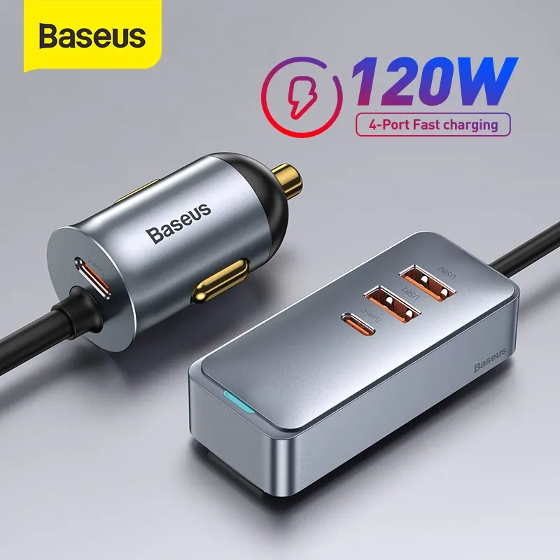 Chargers Baseus 120W PD ładowarka samochodowa Szybka ładowarka QC 3.0 PD 3.0 dla iPhone'a 12 Samsung Typec ładowarka USB Portable ładowarka telefoniczna USB