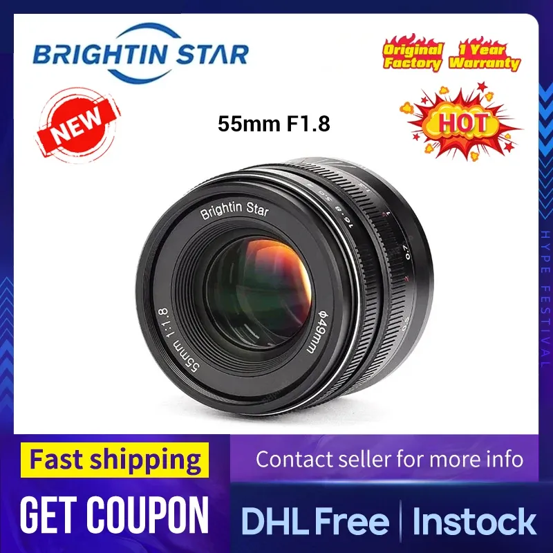 Filtres Brightin Star 55 mm F1.8 Crame complète Grande ouverture portrait Mirrorless Camera Lens pour Sony Emount PK Viltrox 85 mm F1.8 II