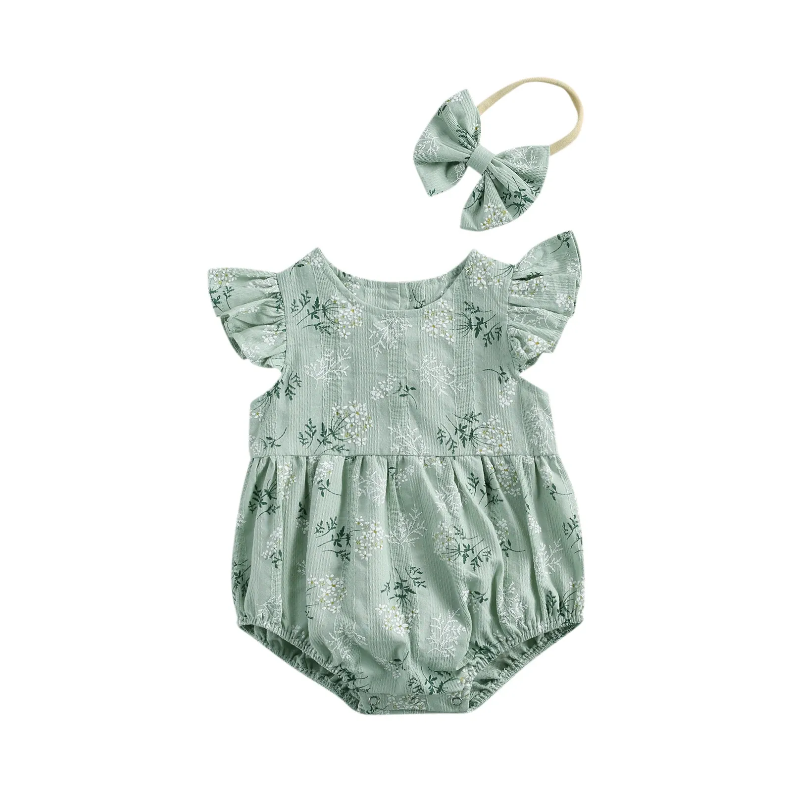 One-Pieces Nouveau-né les filles Rompers Ruffle Cotton Baby Girl Vêtements Spring Summer Print Jumps Curchs 2pc Tenues