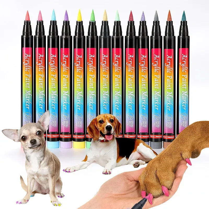 Graffiti Graffiti stylo à ongles pour animaux de compagnie Cat Gift 3D Nail Art DIY Polon de vernis à ongles imperméable Marker de peinture en acrylique Brosse de manucure