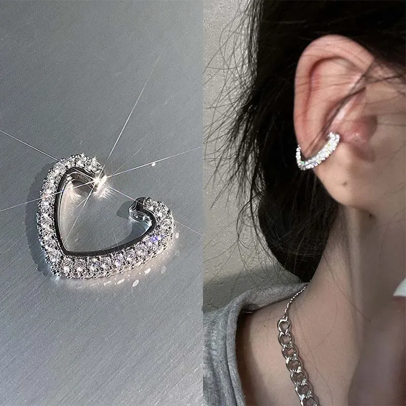 Clip delicate orecchini a forma di forma a forma di cuore zirconio