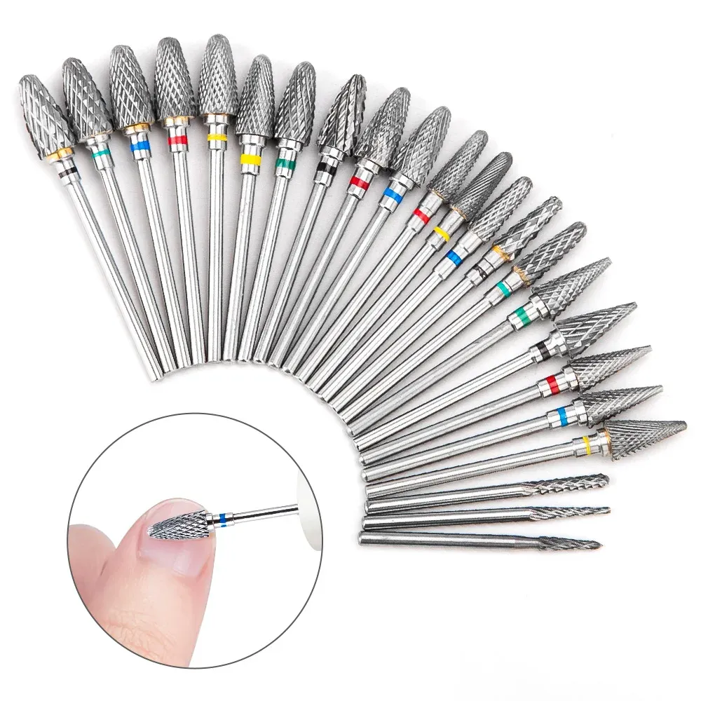 Bits Tungsten Carbide Nail Drill Bit Cutter de ongles pour manucure Electric Nail Milling Cutter pour la manucure Machine Nail File Accessoires