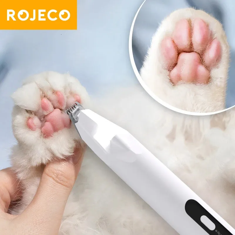 Rojeco Dog Hair Trimmer Professional Pet Foot Hair Trimmer Dog Dog Grooming Clippers를위한 클리퍼 이발 머리 절단 전기 면도기 240424