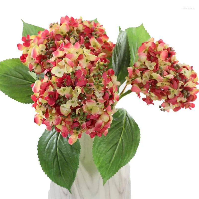 Fleurs décoratives vin simulées Red Purange Hortensia Plantes artificielles Bonsai Mécanique Anemone Home Party Décoration de mariage
