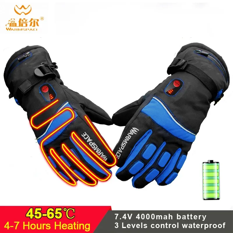 Handschuhe warmspace 7,4 V Elektrische Heizhandschuhe wasserdichte Lithiumbatterie Selbstheizung Winter warme Outdoor -Sportradfahrradhandschuhe