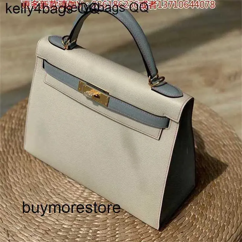 Women Designer Epsom Leather Handbag 7A Genuine Leather Hand Wax Original 25cm Shake White Collar LinenSKI6