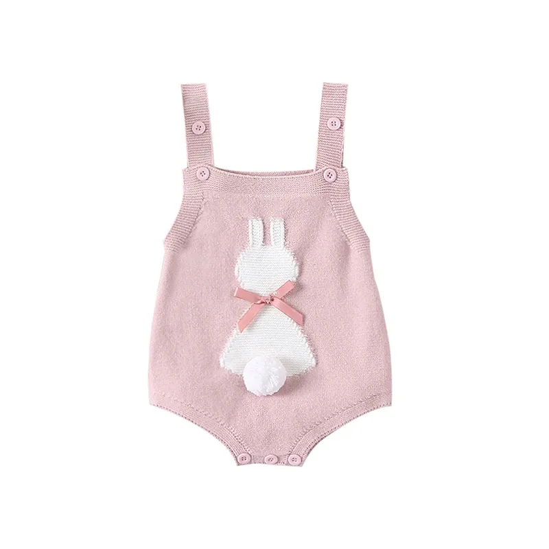 One-Pieces Pudcoco Infant Baby Girls Easter Overalls Sleeveless Bunny Print Bow Rompers Newborn Spring Outfit