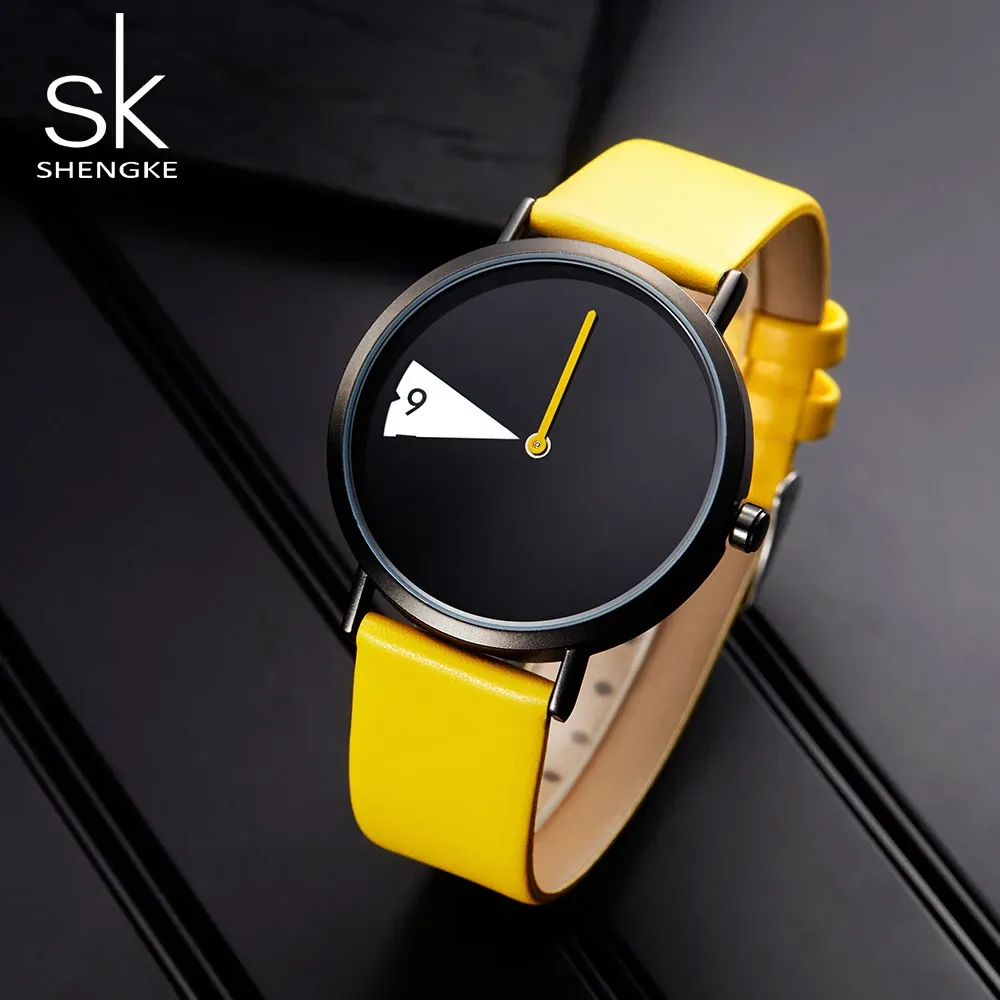 Relógios Shengke Top Brand Sk Watch Women Women Women Fashion Women's Women's Ladies Leather impermeável Relógio Relogio Masculino