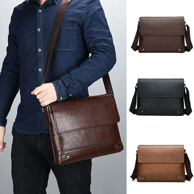 Briefcase For Men PU Leather Tote Boston Commuting Laptop Shoulder Executive Business Work Messenger Crossbody Side Designer Bag 240418