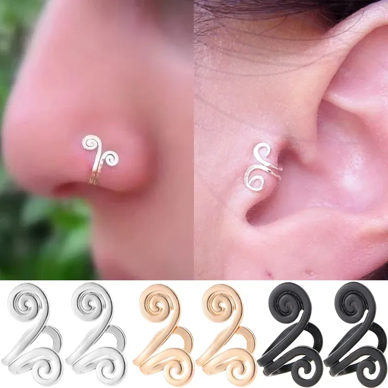 Earrings Swirl Snail Nose Clip Tragus Clip Ear Cuff Earrings Women Girls Fake Pierced Earlobe Studs No Piercing Earring Jewelry Gift