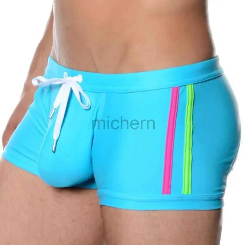 Swimwear masculin Été pour hommes nageurs de natation sport plage rapide sèche à sec Big Pouchwear nylon sexy mâle spa de surf de baignade zwembroek heren d240424