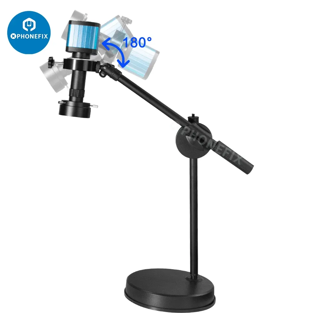 Lens 48MP 4K HD HDMI USB Industrial Microscope Camera Tabletop Stand Tripod with LED Ring Light 130X C Mount Lens for Video Shooting